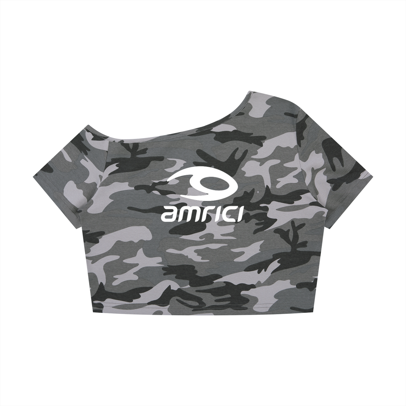 THE BLAST Women's Camo Off-Shoulder Crop T-Shirt
