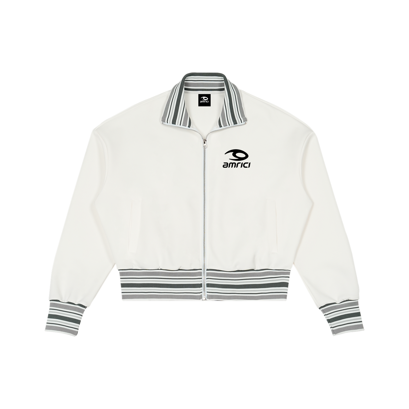THE ASH Unisex Striped Rib Collar Zip Jacket