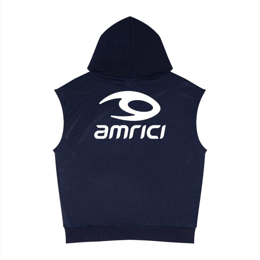 Unisex Panel Mesh Sleeveless Hoodie