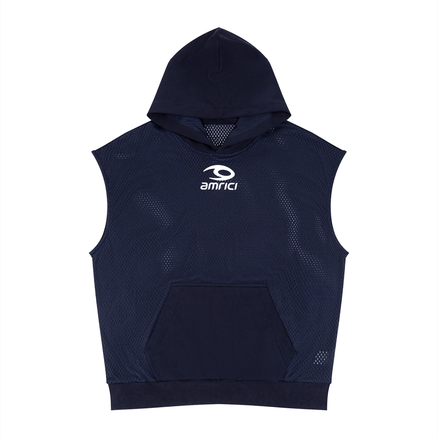 Unisex Panel Mesh Sleeveless Hoodie