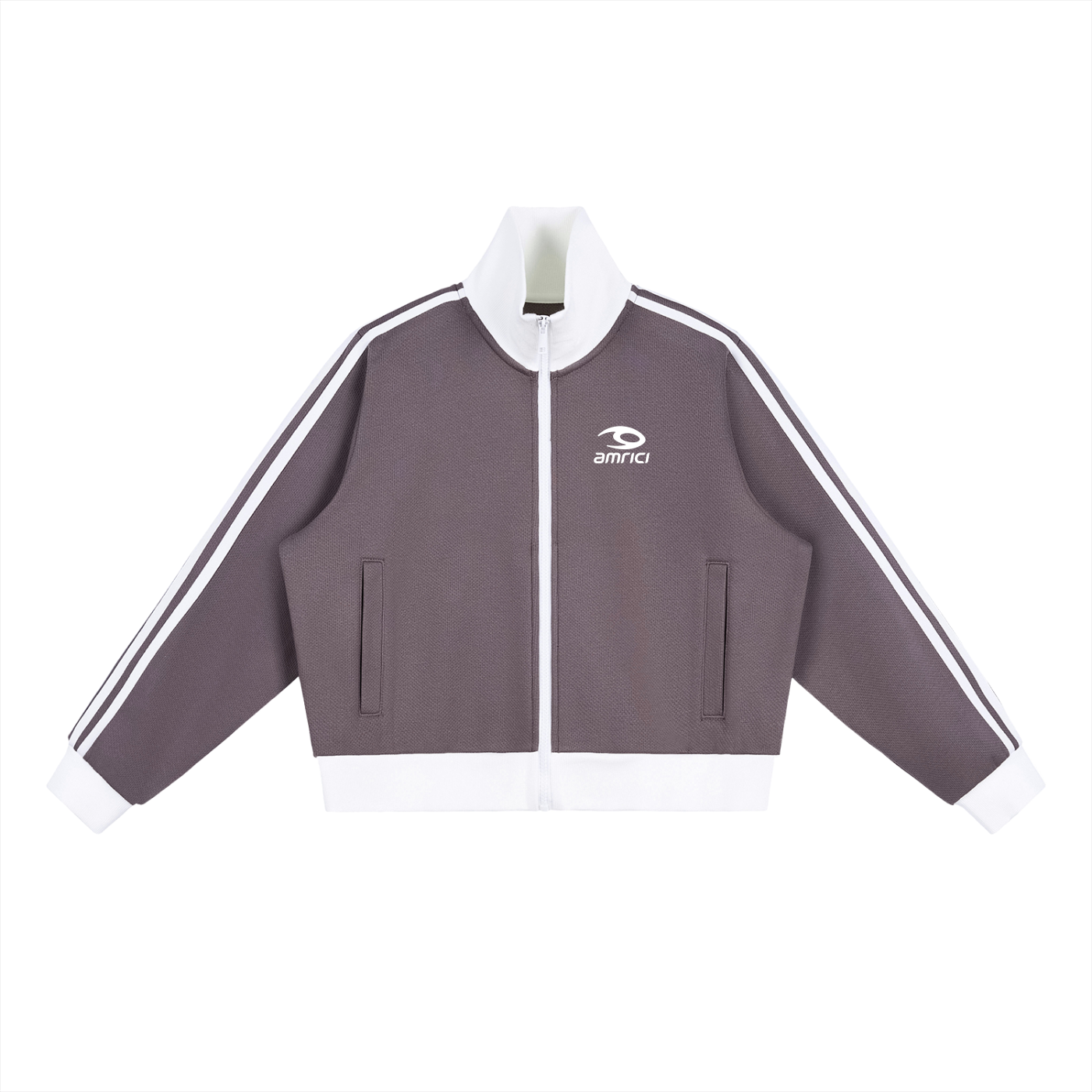 THE SPARK Unisex Side Stripe Fleece Cropped Track Jacket