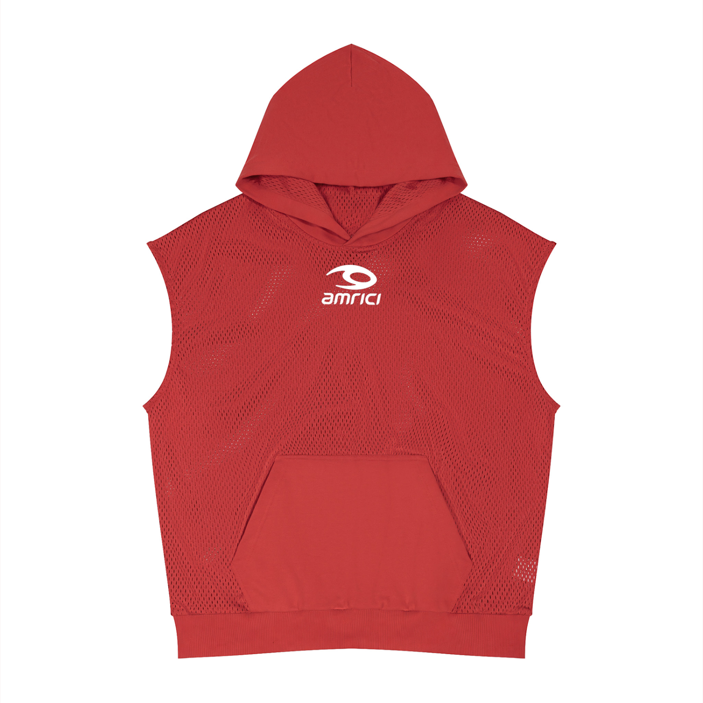 Unisex Panel Mesh Sleeveless Hoodie