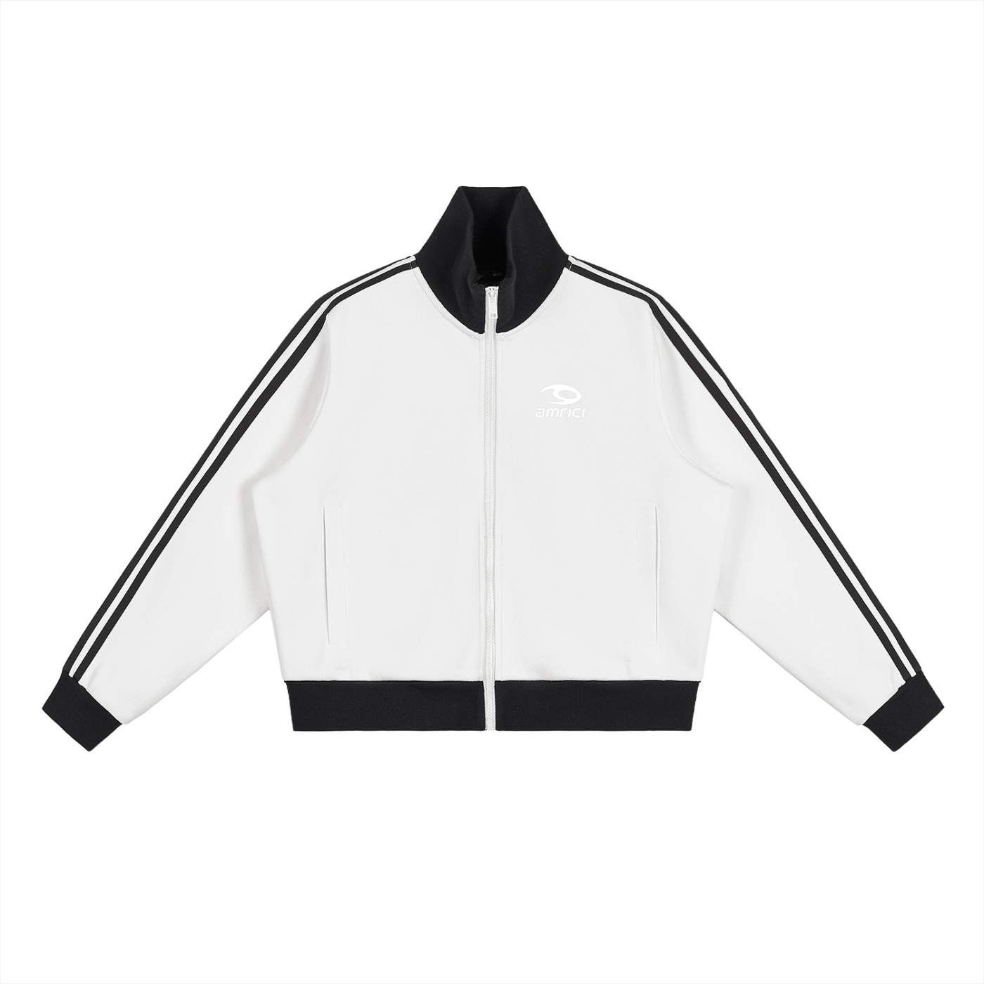 THE SPARK Unisex Side Stripe Fleece Cropped Track Jacket
