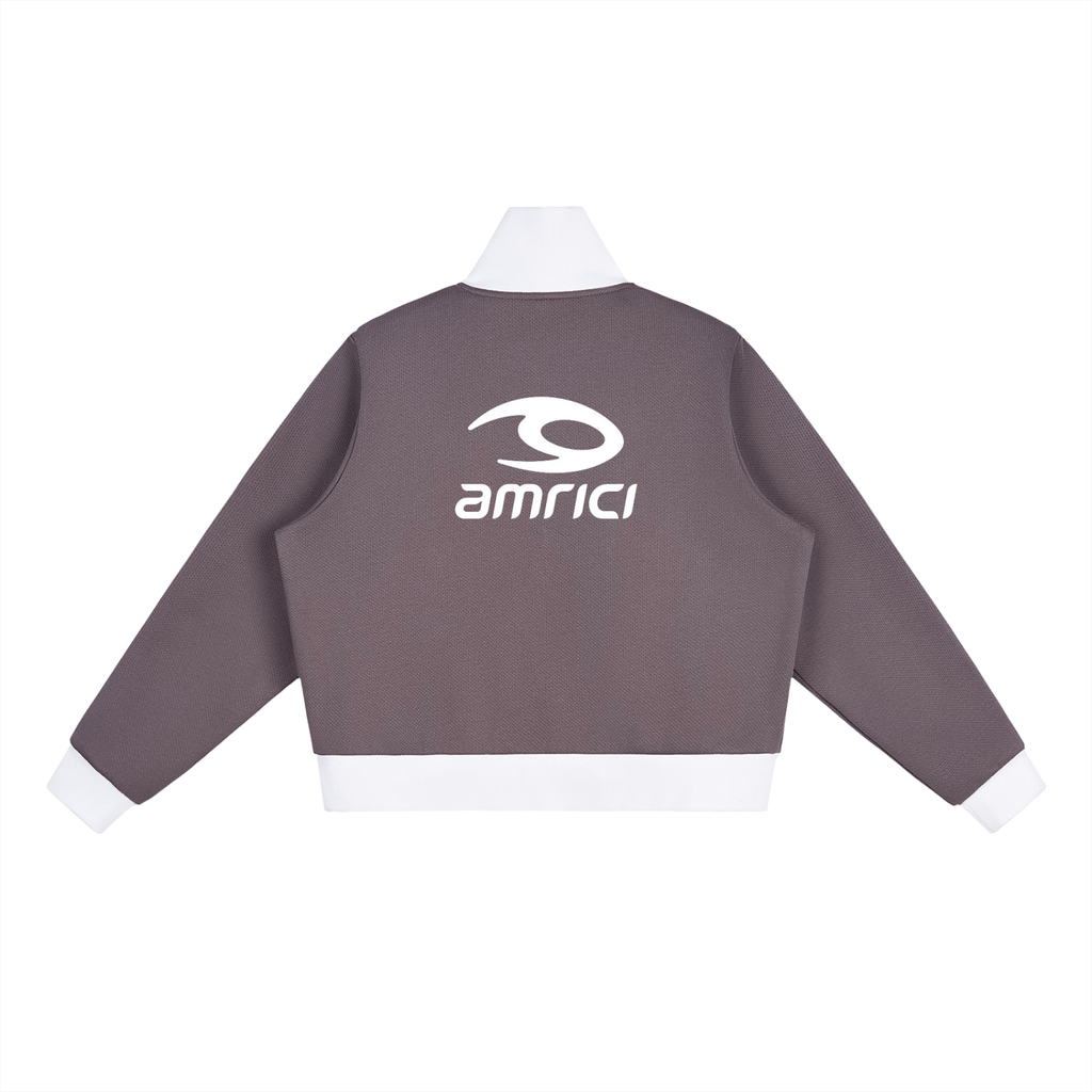 THE SPARK Unisex Side Stripe Fleece Cropped Track Jacket