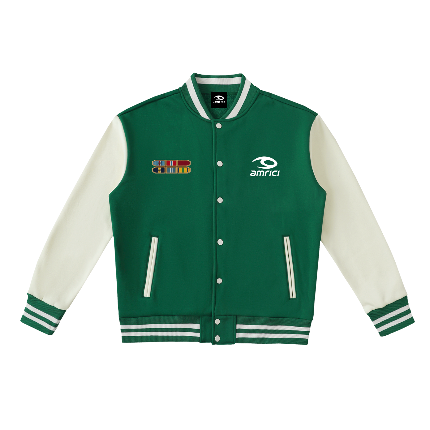 Two-Tone Fleeced Varsity Jacket