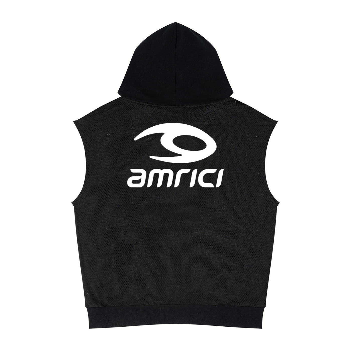 Unisex Panel Mesh Sleeveless Hoodie