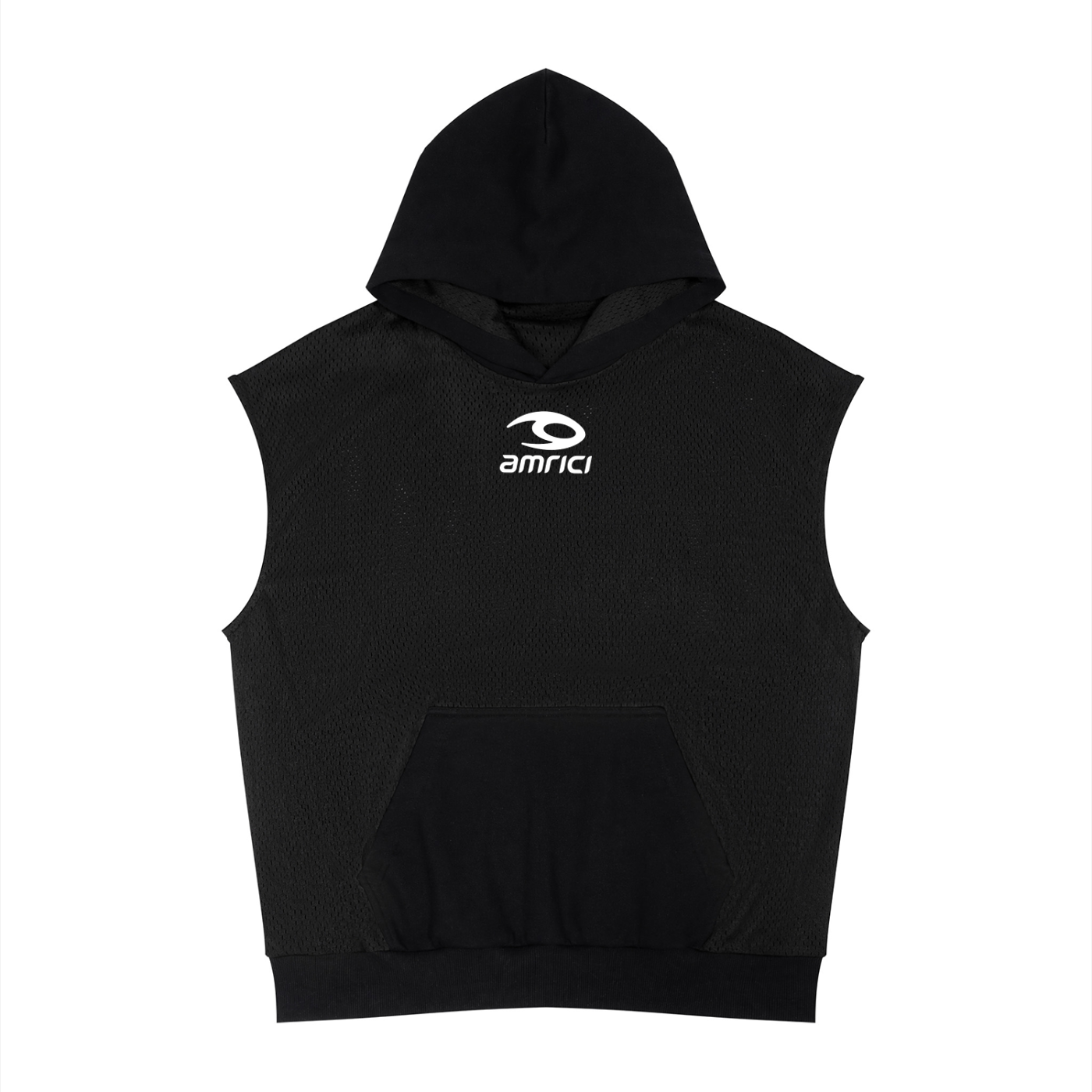 Unisex Panel Mesh Sleeveless Hoodie