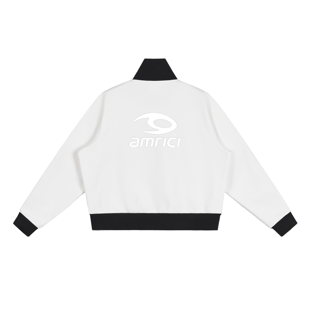 THE SPARK Unisex Side Stripe Fleece Cropped Track Jacket