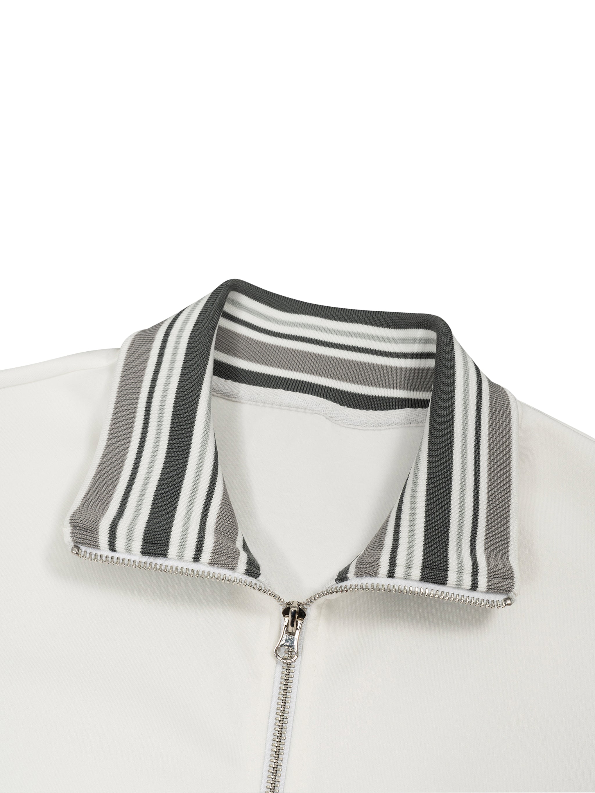 THE ASH Unisex Striped Rib Collar Zip Jacket