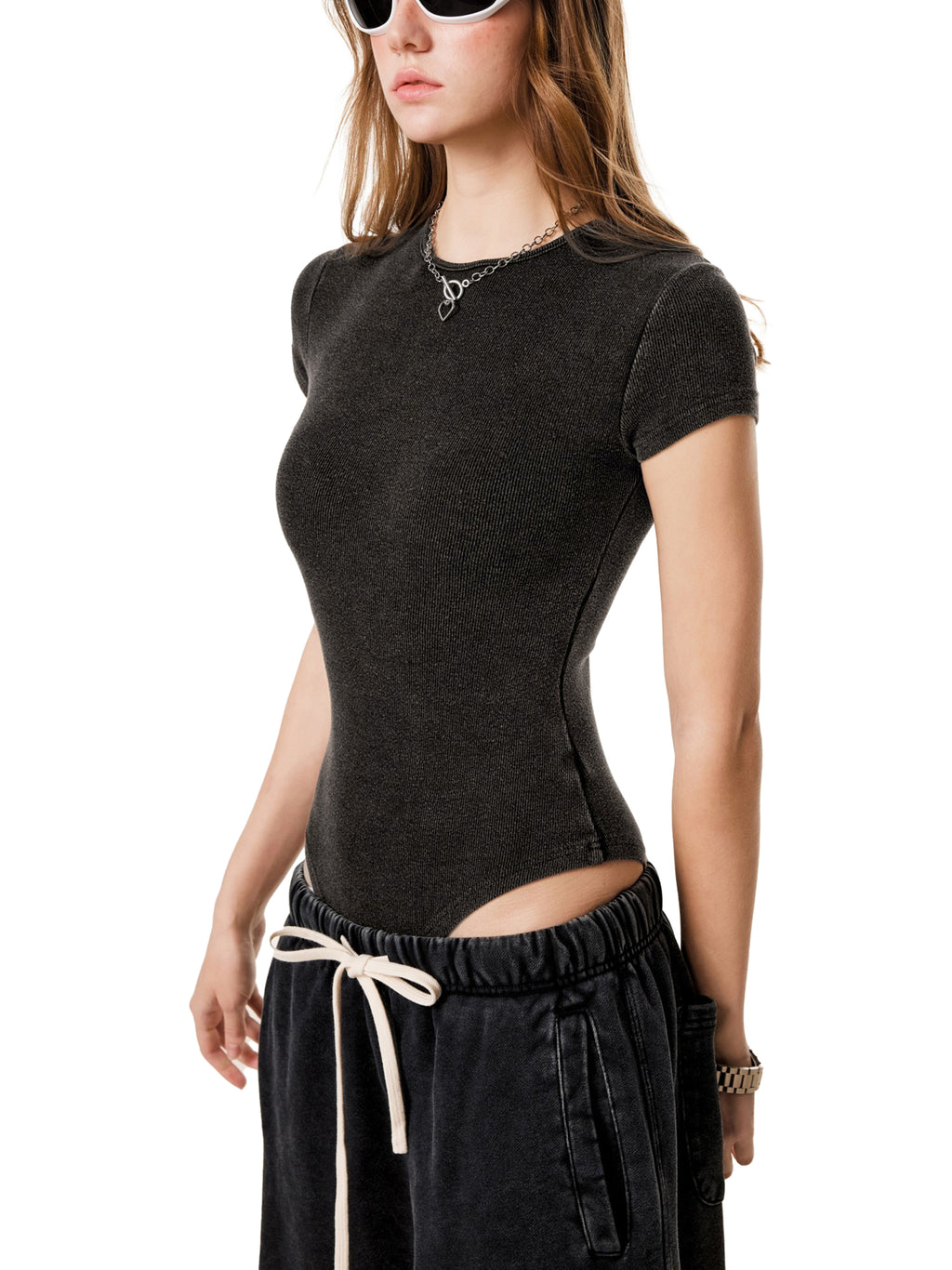 THE BURN Women's Mineral Wash Crewneck Bodysuit
