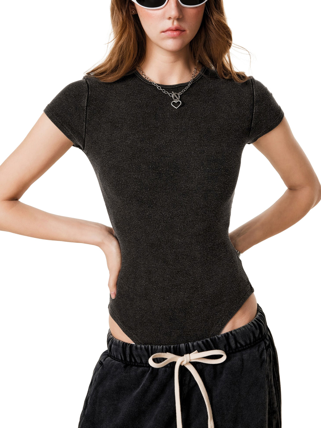 THE TORCH Women's Mineral Wash Crewneck Bodysuit