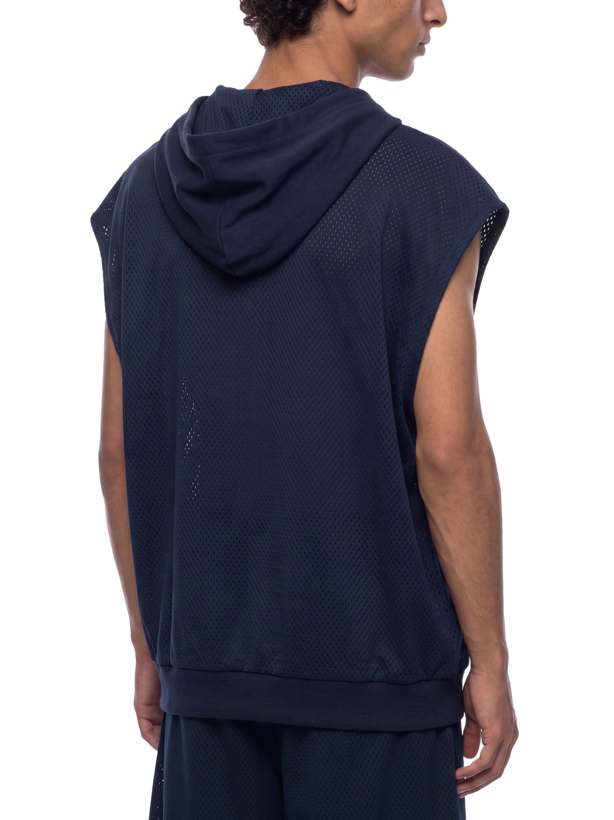 Unisex Panel Mesh Sleeveless Hoodie