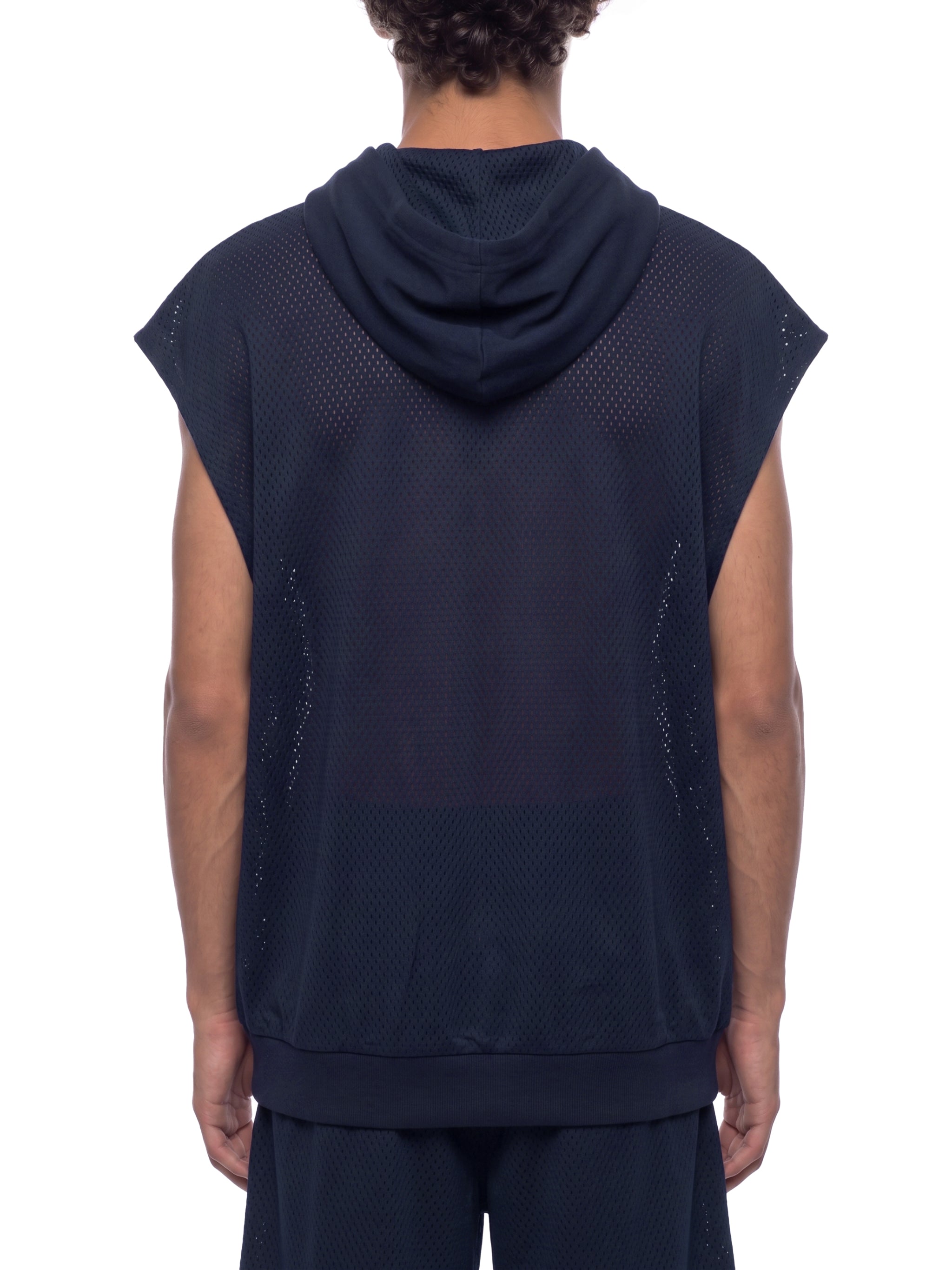Unisex Panel Mesh Sleeveless Hoodie